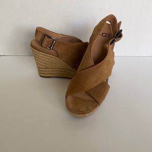 UGG Tan Suede Platform Sandals size 8